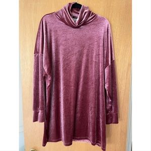 UO Pink Velvet 90s Y2K Chic Slouchy Holiday Party Long Sleeve Dress Women’s Lrg